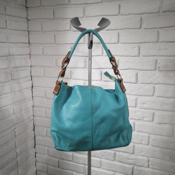 Nino BOSSI Turquoise and Brown Satchel - Picture 2 of 13
